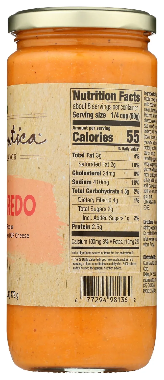 CUCINA ANTICA Rosa Alfredo Pasta Sauce, 16.9 OZ