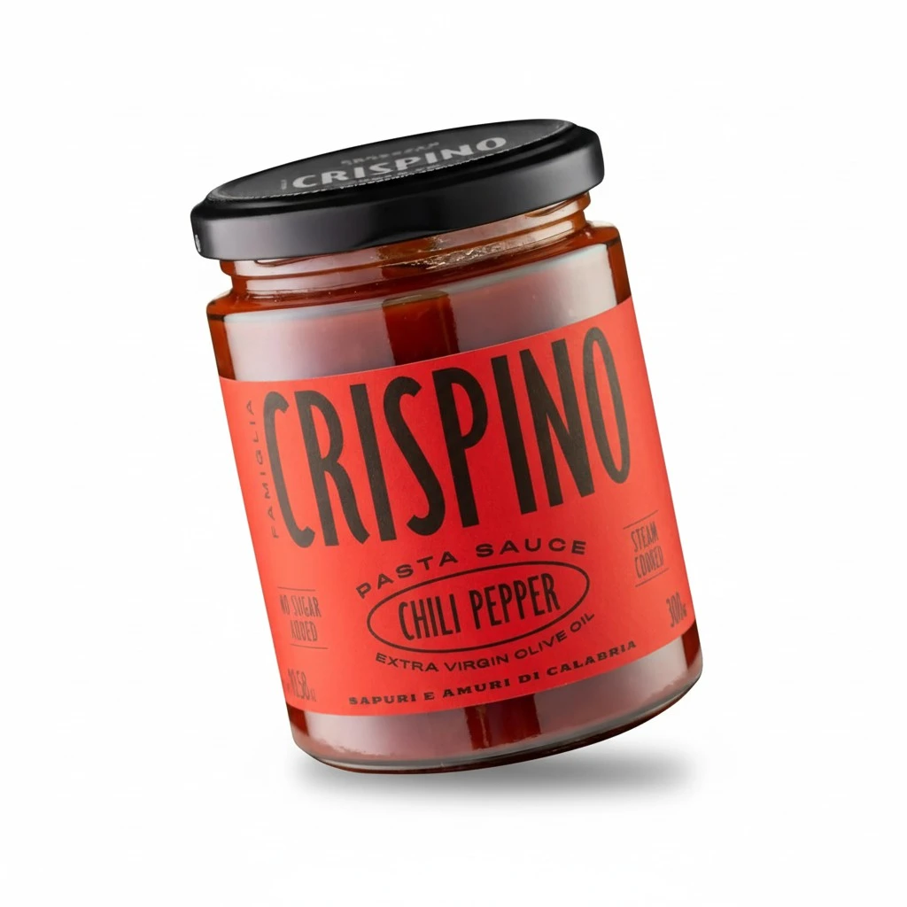 Famiglia Crispino Authentic Italian Pasta Sauce With Calabrian Chili Peppers | Just Two Ingredients | Tomatoes and Chili Peppers | 10.5 oz Glass Jar