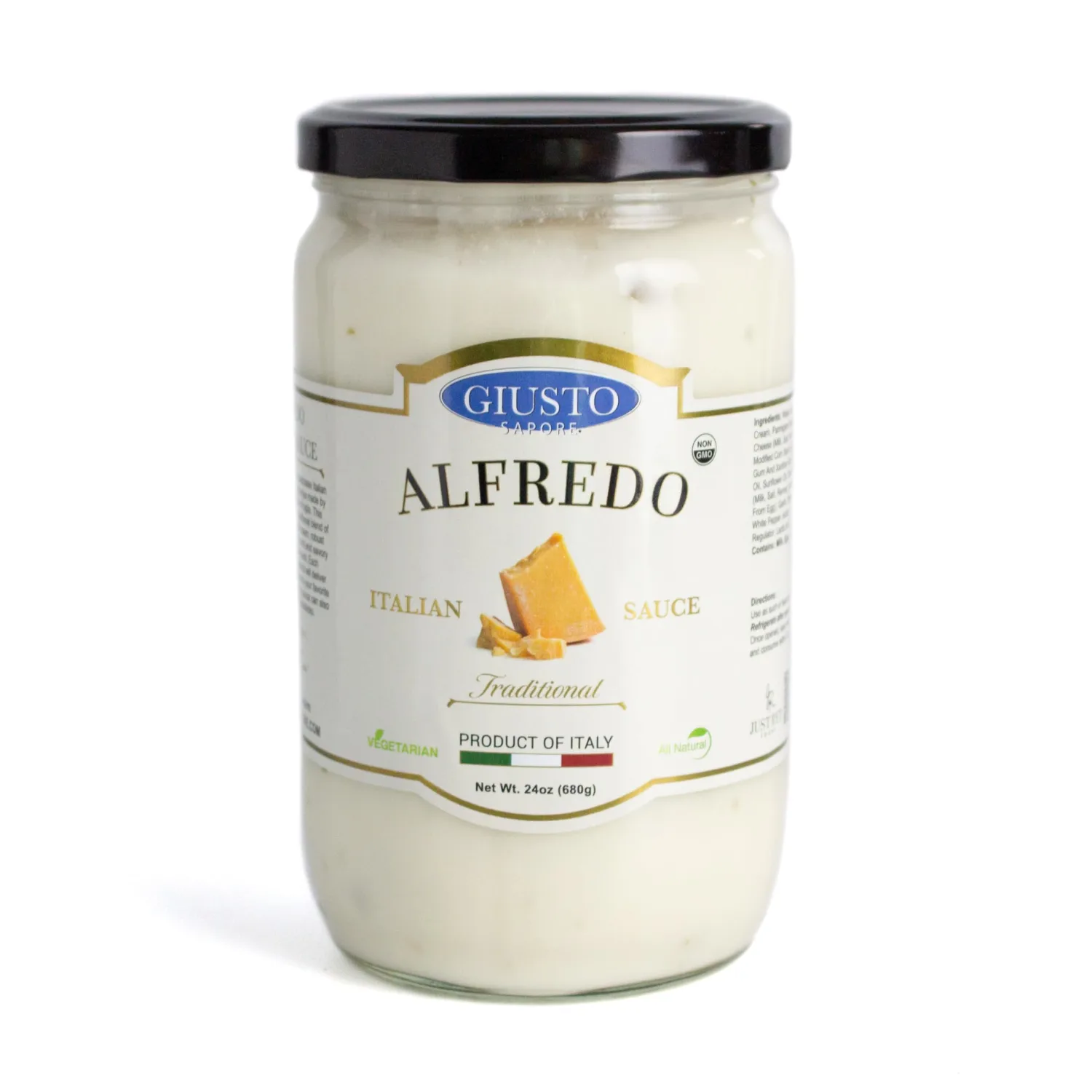 Giusto Sapore Traditional Italian Pasta Sauce 24oz - All Natural Non GMO Italian Premium Gourmet Brand - Made in Italy and Family Owned (Alfredo Sauce)