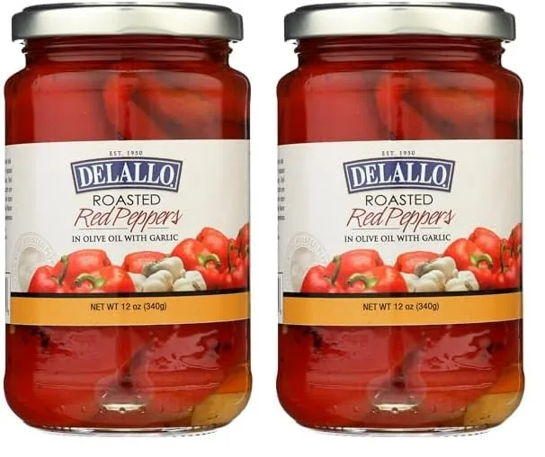 DeLallo Pepper Red Roasted Garlic, 12 Oz (Pack of 2)