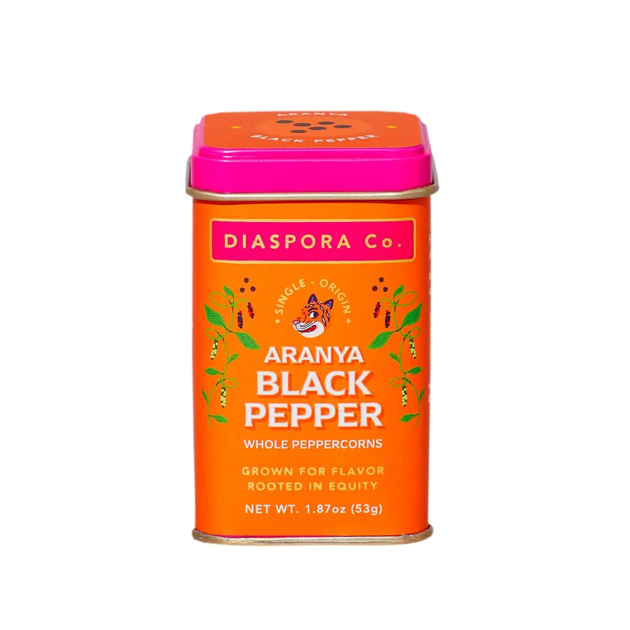 Diaspora Spice Co. Aranya Black Pepper | Single-Origin Whole Black Peppercorns for Grinder Refill | Fresh & Hand-Harvested | 53g Everyday Tin