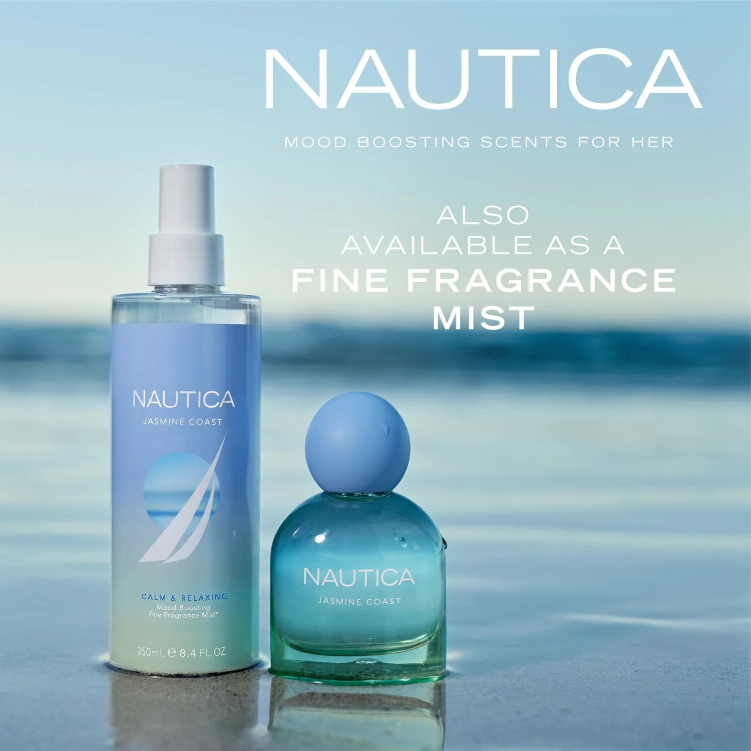 Nautica for Her Jasmine Coast Body Mist, 8.4 Fl Oz (Pack of 1), Notes of Pear, Jasmine, and Musk, Women's Fragrance, Long Lasting, Mood-Boosting Fragrance, Vegan Formula