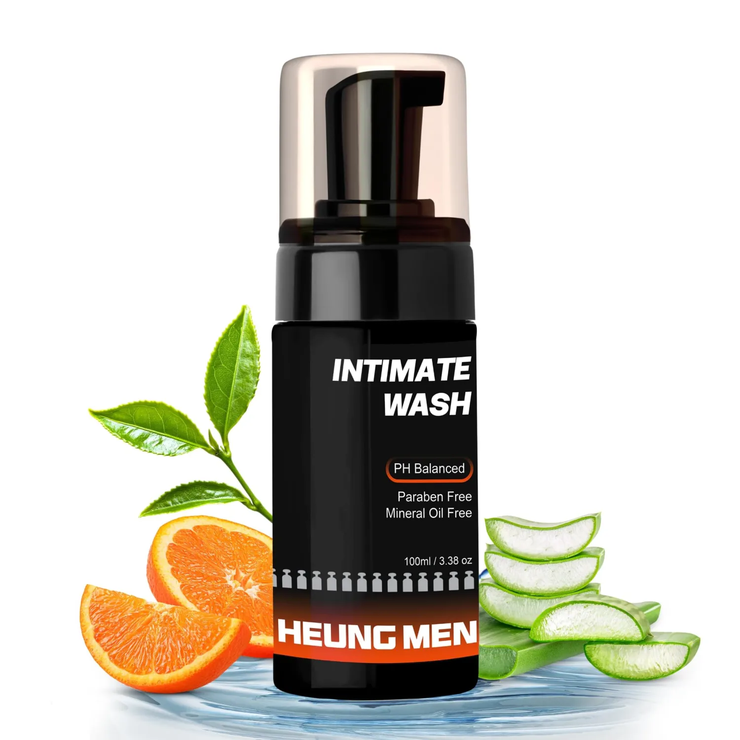 Intimate Wash with Green Tea & Orange Oil | pH-Balanced Foaming Cleanser | Fights Odor, Itching & Irritation | Daily Hygiene Care 3.38 fl oz | Perfect for Celebrations