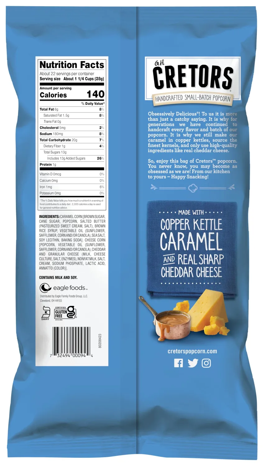 G.H. Cretors, The Mix, Cheese & Caramel Flavor Popcorn 22 Oz