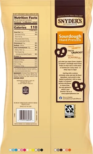 Snyder's of Hanover Sourdough Hard Pretzels, 16 Oz Bag (Pack of 2)