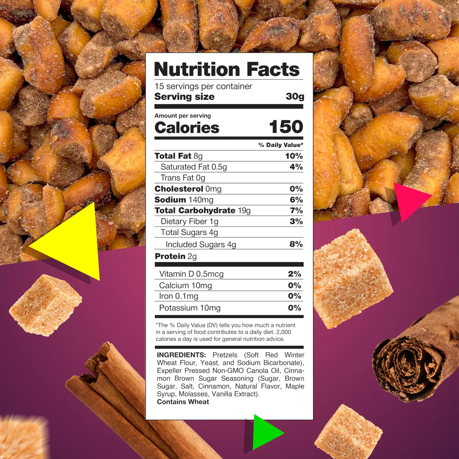 Cinnamon Brown Sugar Pretzel Pieces | 1 Pound Bag | Sweet and Crunchy Seasoned Pretzels | Cinnamon Sugar Pretzel Bites for Office, Gifting and Coffee Breaks