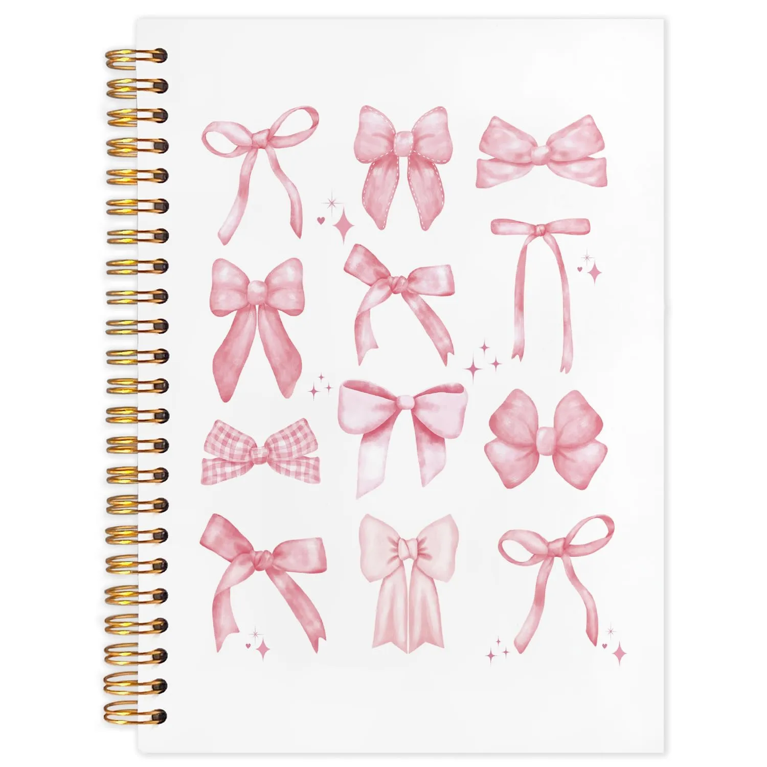 SNNDER Coquette Pink Bow Notebook, Girly Preppy Bow Journal, Aesthetic Notebook Journal for Women, Coquette Girly Office Supplies, Preppy Pink Hardcover Spiral Notebooks 5.5x8.3 Inch
