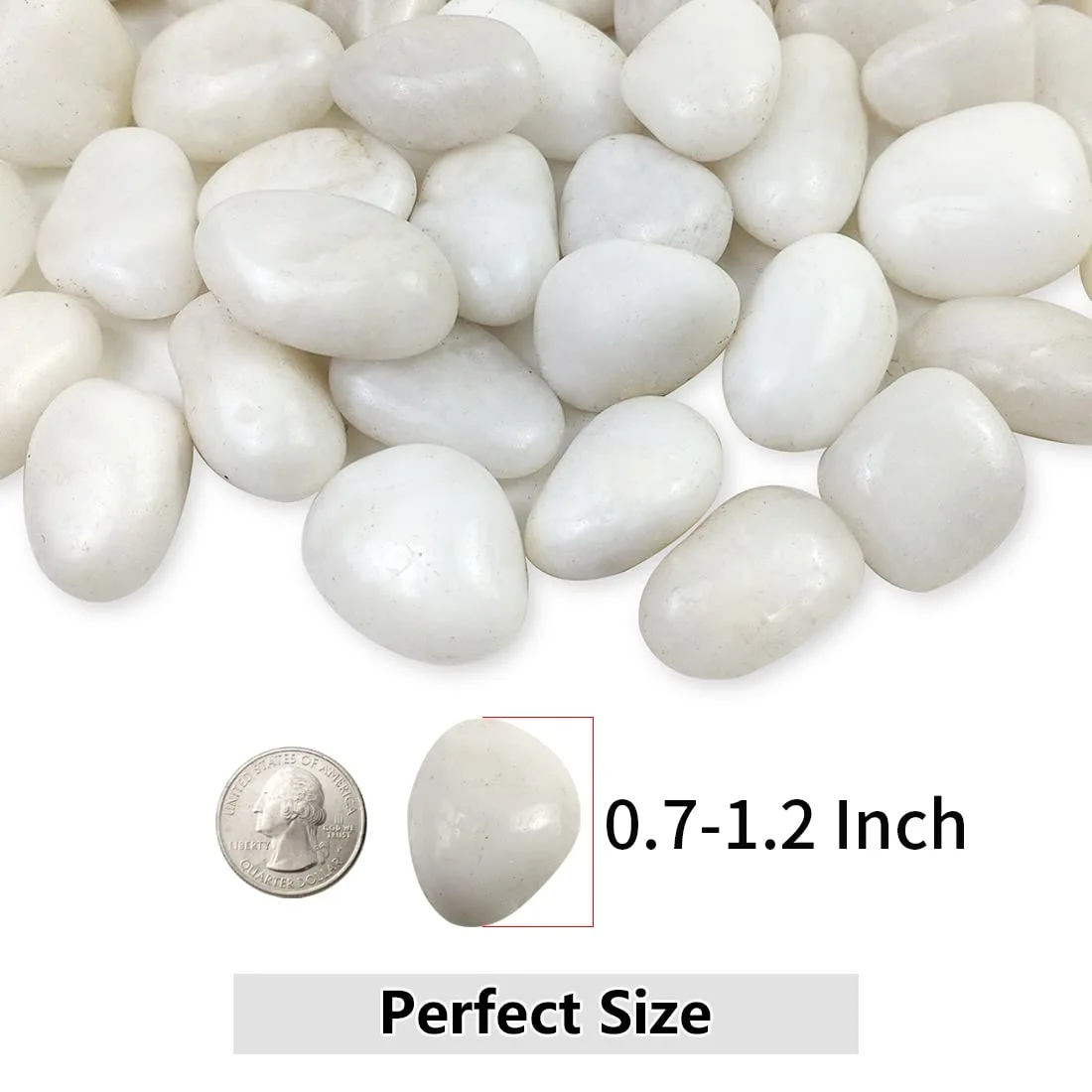 White Pebbles for Indoor Plants, Natural Polished River Rocks, Small Decorative Stones for Planters Vase Fish Tank Aquariums Landscaping Garden, 2lbs