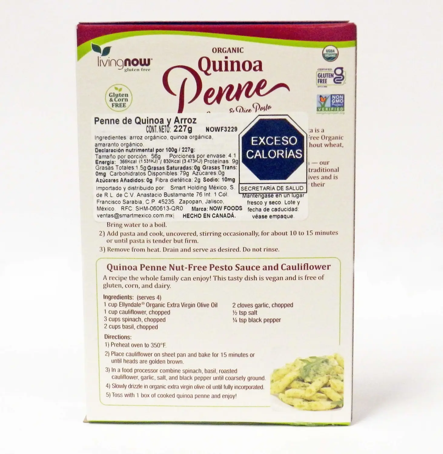 NOW Foods, Organic Quinoa Penne, Gluten-Free, Corn-Free, Non-GMO, Quinoa and Rice Pasta, 8-Ounce (Pack of 3)