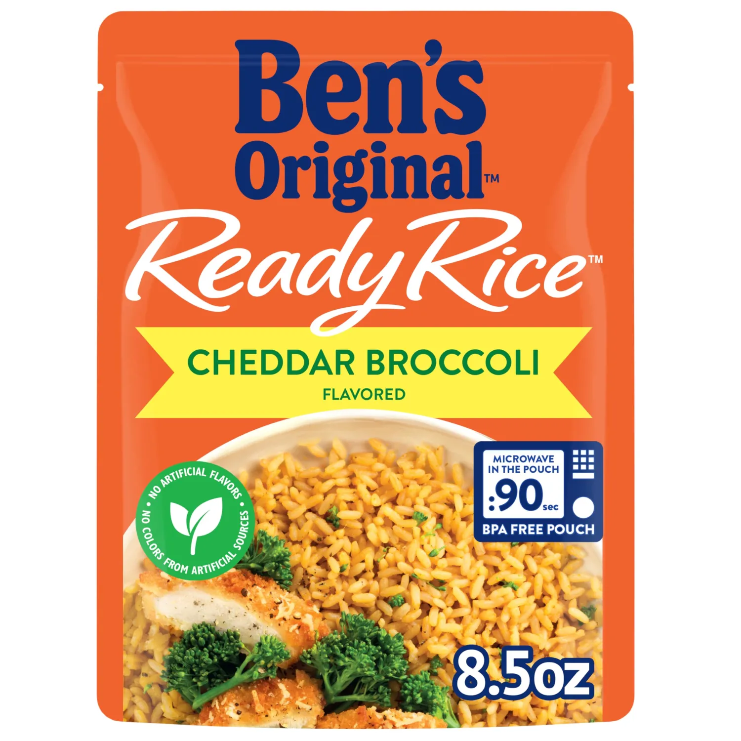 BEN'S ORIGINAL Ready Rice Cheddar Broccoli Flavored Rice, Easy Dinner Side, 8.5 oz Pouch