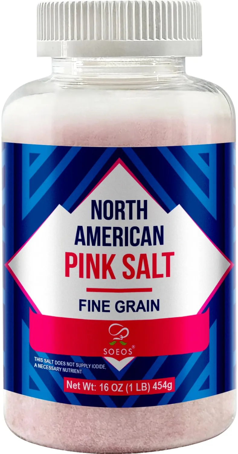 Soeos American Pink Salt, Fine Grain 16 Ounce, Pink Rock Salt, Salt for Grinder Refill, Perfect for Cooking & Seasoning