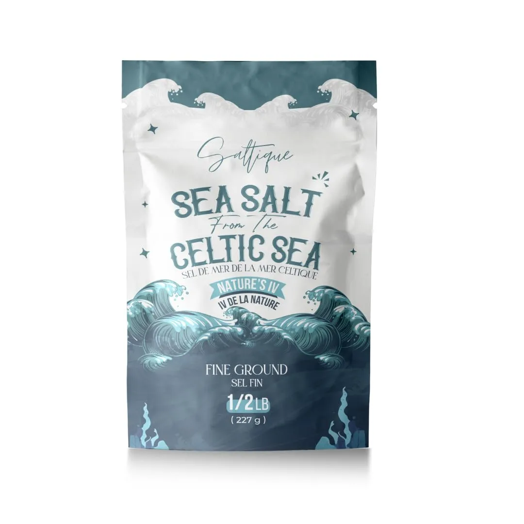French Sea Salt Fine From the Celtic Sea 1/2lb- 100% Unrefined Sea Salt Packed with 82 Minerals Helping You Stay Hydrated, Improve Electrolyte Balance, and Optimal Muscle Function - Doctor Recommended
