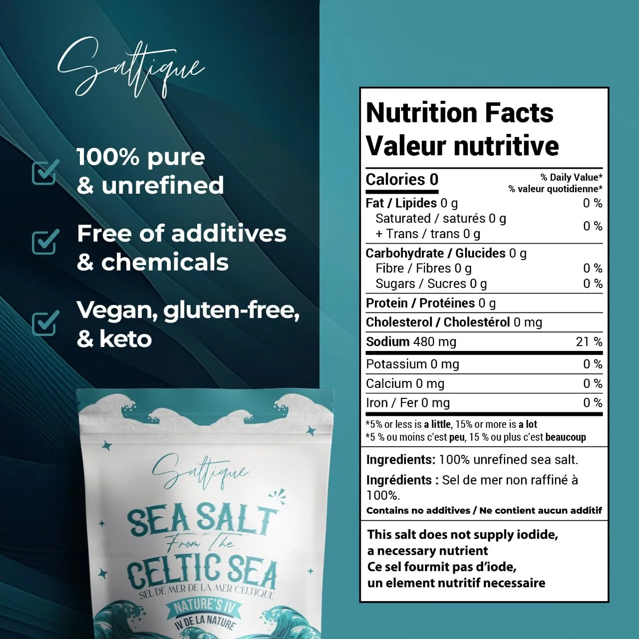 French Sea Salt Fine From the Celtic Sea 1/2lb- 100% Unrefined Sea Salt Packed with 82 Minerals Helping You Stay Hydrated, Improve Electrolyte Balance, and Optimal Muscle Function - Doctor Recommended
