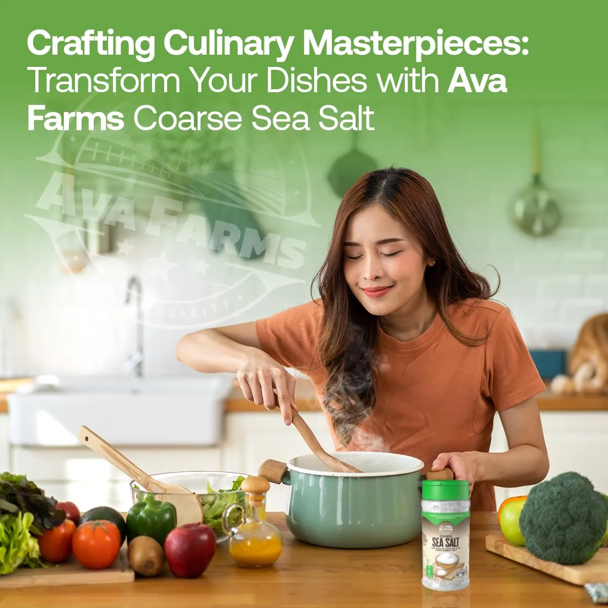 Ava Farms Sea Salt - Coarse – 16 oz. Bottle – 2 Pack - Gluten-Free, Non-GMO, Vegan, Raw, Kosher, Mineral Rich