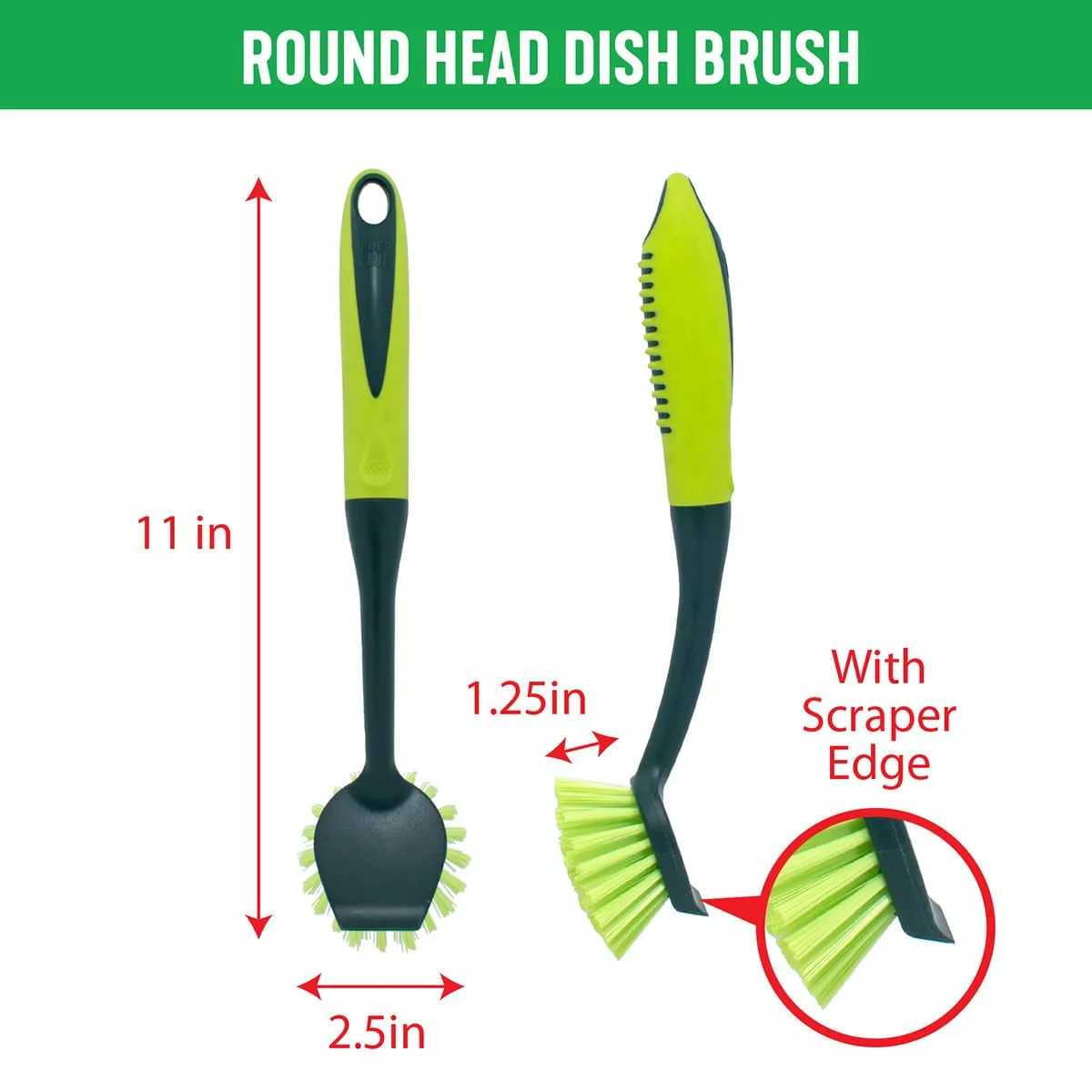 Pine-Sol Scrub Brush Set - Long Handle Cleaning Brushes with Heavy Duty Bristles and Comfort Grip - Scrubbers for Kitchen, Household, and Dishwashing, 2 Pieces