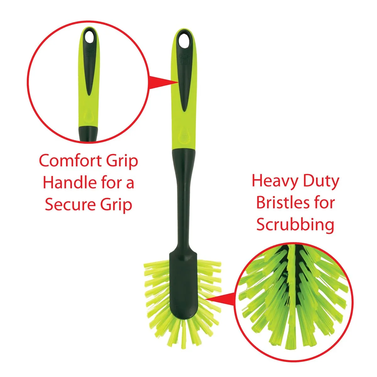 Pine-Sol Scrub Brush Set - Long Handle Cleaning Brushes with Heavy Duty Bristles and Comfort Grip - Scrubbers for Kitchen, Household, and Dishwashing, 2 Pieces