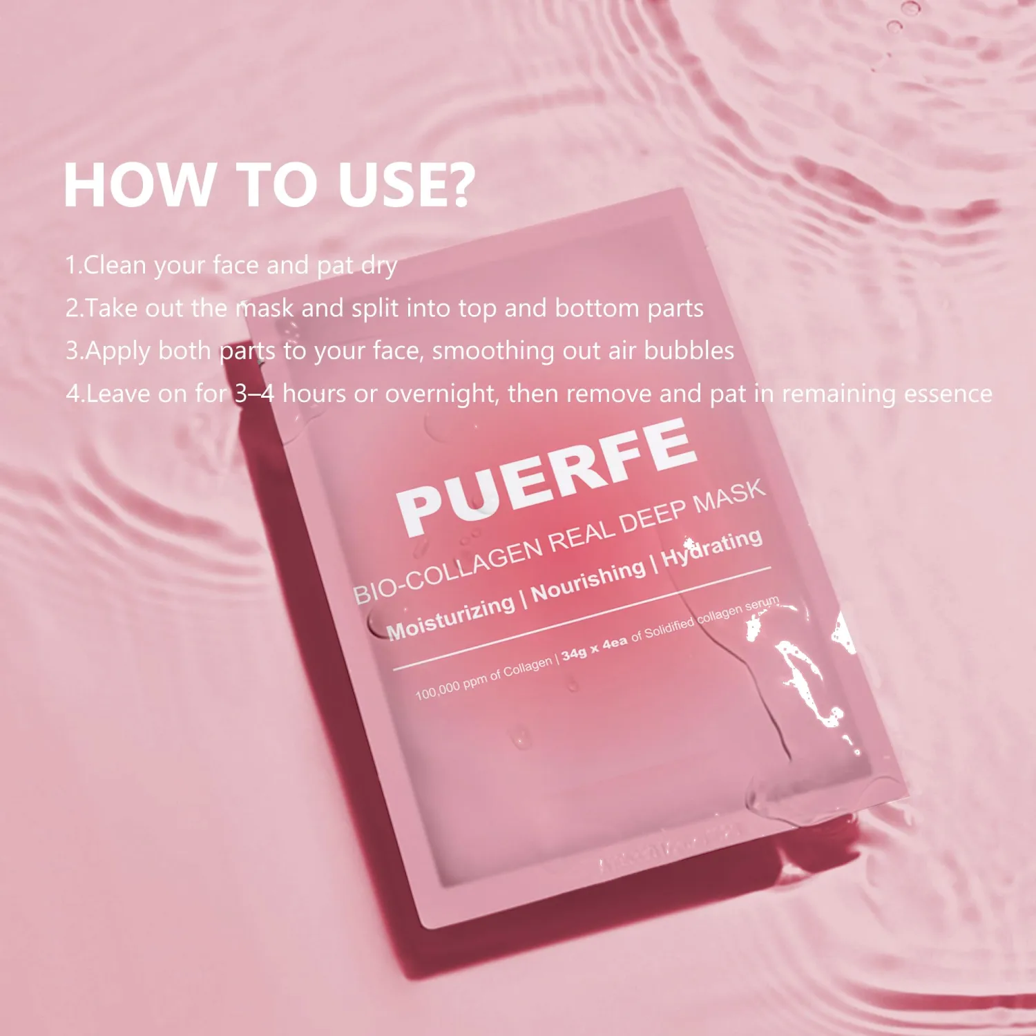 Collagen Face Mask, Hydrating Overnight Hydrogel Mask, Pore Minimizing, Elasticity Improvement