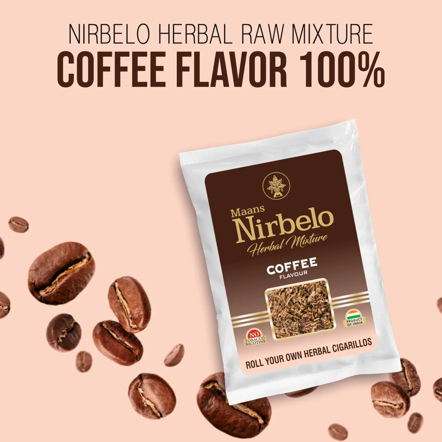 Nirbelo Coffee Flavoured Roll Your Own Herbal Blend | Tobacco and Nicotine Free | Pack of 1-35 Gram