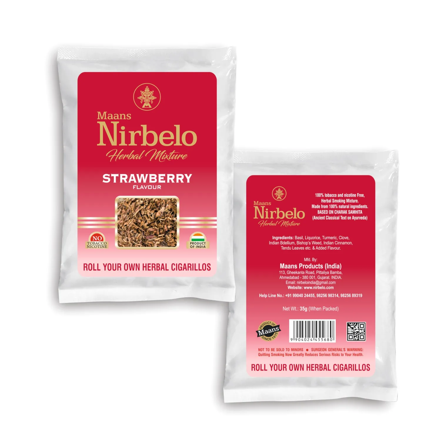 Strawberry Flavoured Roll Your Own Herbal Blend | Tobacco and Nicotine Free | Pack of 1-35 Gram