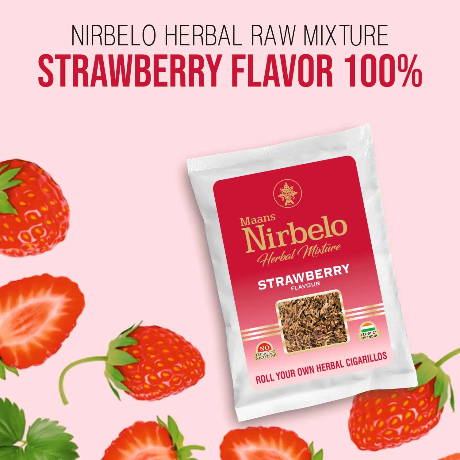 Strawberry Flavoured Roll Your Own Herbal Blend | Tobacco and Nicotine Free | Pack of 1-35 Gram