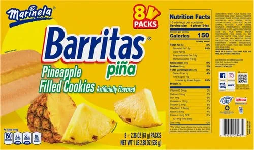 Marinela Barritas Piña Pineapple Soft Filled Cookie Bar | 1 pack (8 count)