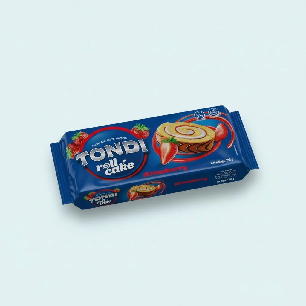 TONDI Roll Cake with Strawberry Fillings -A Delicious Organic Cake Dessert, Perfect for Any Occasion - Sweet Ceramal Cakes Individually Wrapped for Freshness - Ideal for Snacking & Gifting- 2 Pack