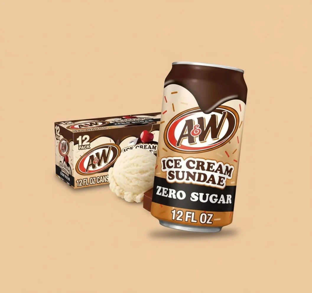 A&W Ice Cream Sundae Soda, 12 Fl Oz Cans (12 Pack, Zero Sugar)
