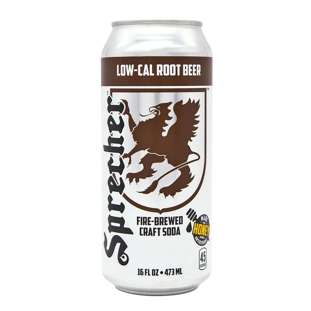 Sprecher Low-Cal Root Beer, Great Tasting, Handcrafted, Fire Brewed Gourmet Craft Soda, 16oz Cans 12 Pack