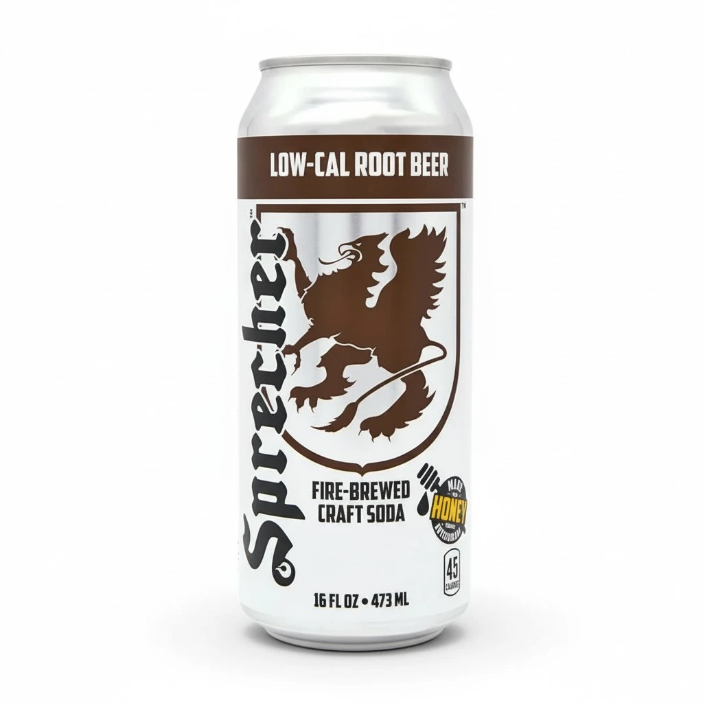 Sprecher Low-Cal Root Beer, Great Tasting, Handcrafted, Fire Brewed Gourmet Craft Soda, 16oz Cans 12 Pack