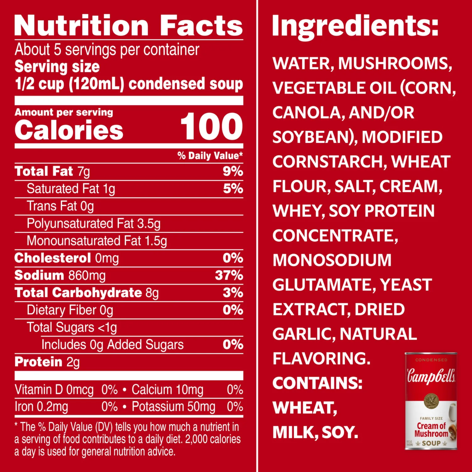 Campbell's Condensed Cream of Mushroom Soup, 22.6 oz Family Size Can