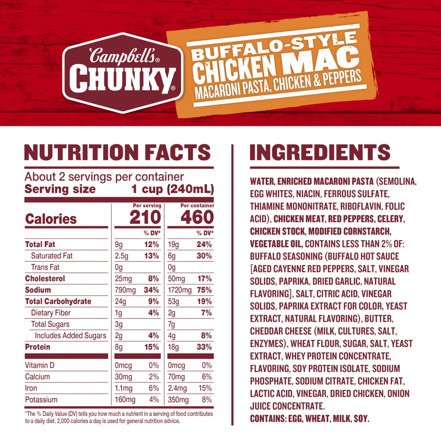 Campbell’s Chunky Buffalo-Style Chicken Mac Soup, 18.8 oz Can