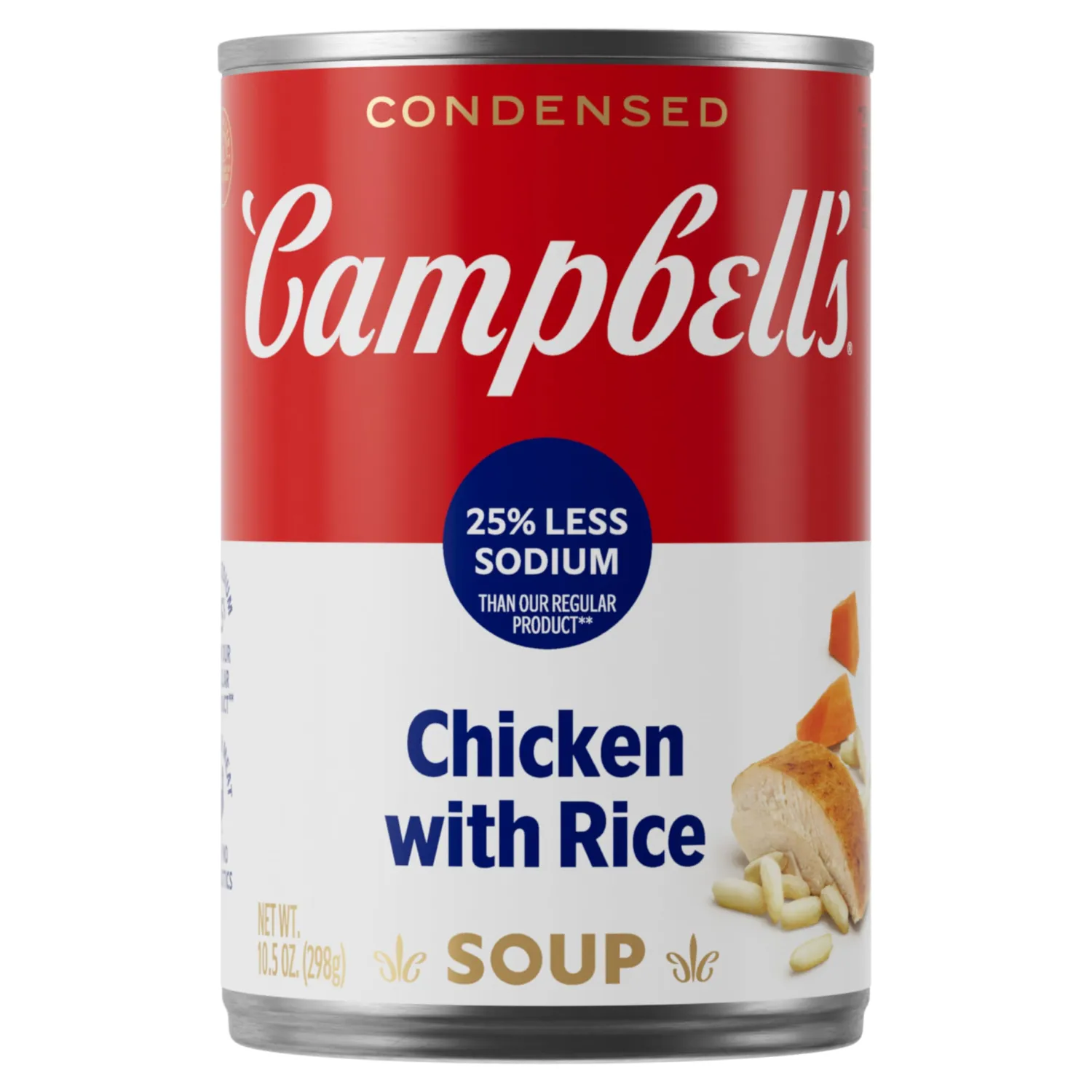 Campbell’s Condensed 25% Less Sodium Chicken and Rice Soup, 10.5 oz Can