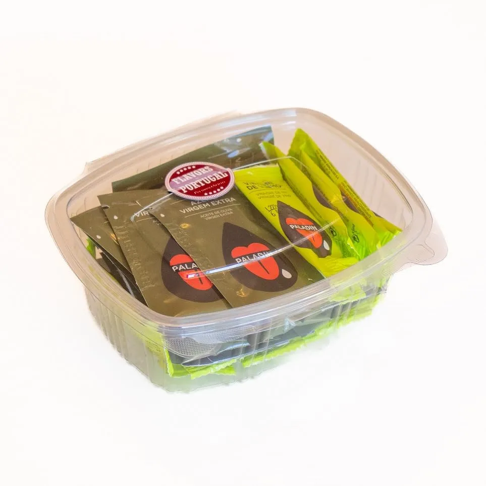 Vinegar and Olive Oil Sachets - 28-Pack (14 Each) - Easy-to-Use Single-Serve Portions (0.17 fl oz Vinegar, 0.24 fl oz Olive Oil) - Perfect for Salads, Picnics, and On-the-Go Meals