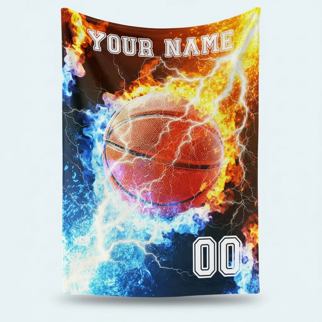 Custom Basketball Blanket, 30"x40" Flannel Cool Basketballs Themed Printed Plush Blankets, Soft Nap Throw Blanket for Home Boys Girls Women Basketball Lovers Gifts