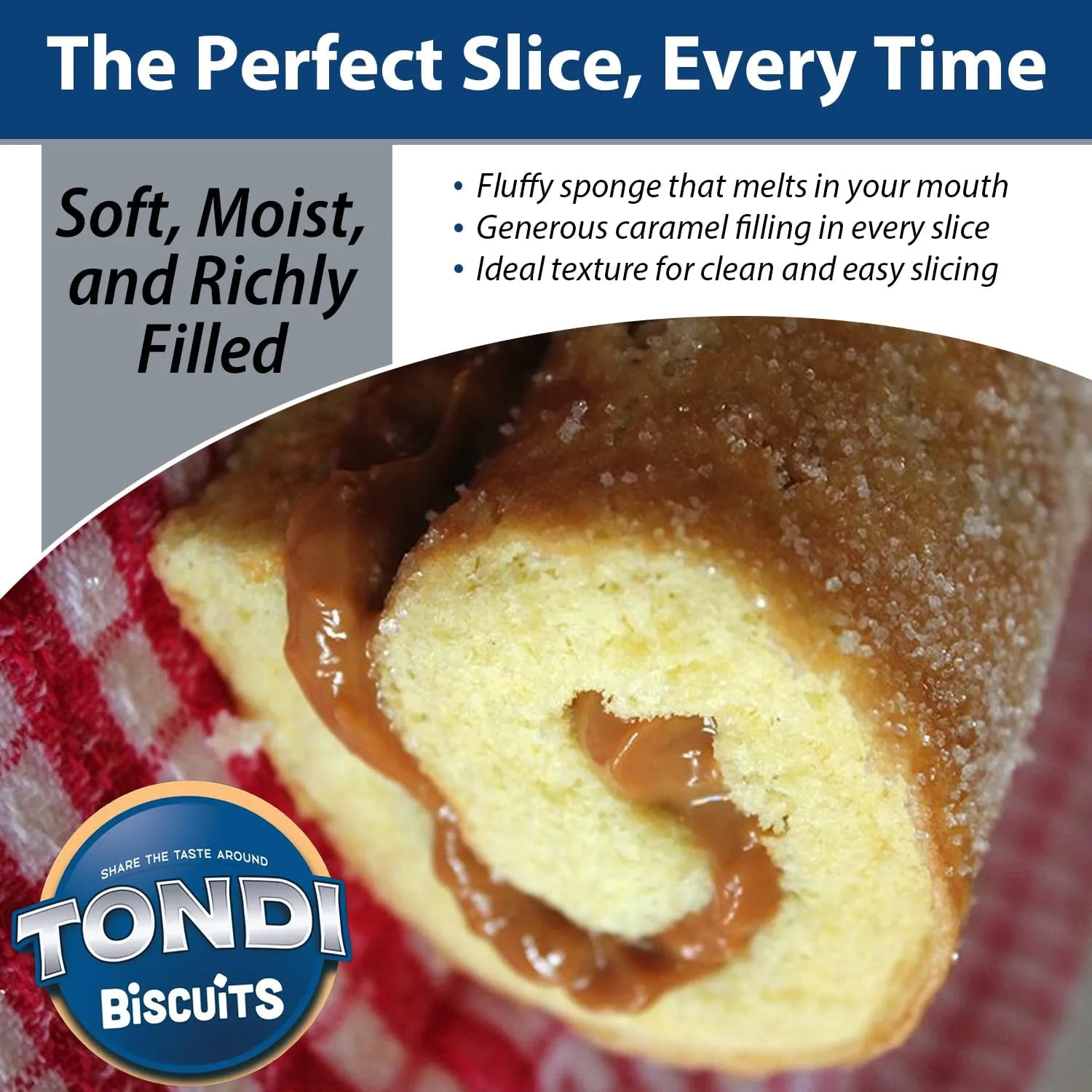 TONDI Roll Cakes - Roll Cake with Caramel Fillings - Delicious Sponge Cake Rolled in Velvety Ganache - Tasty Snack Cakes for Tea, Coffee & More - 2 Pack with TONDI Sticker
