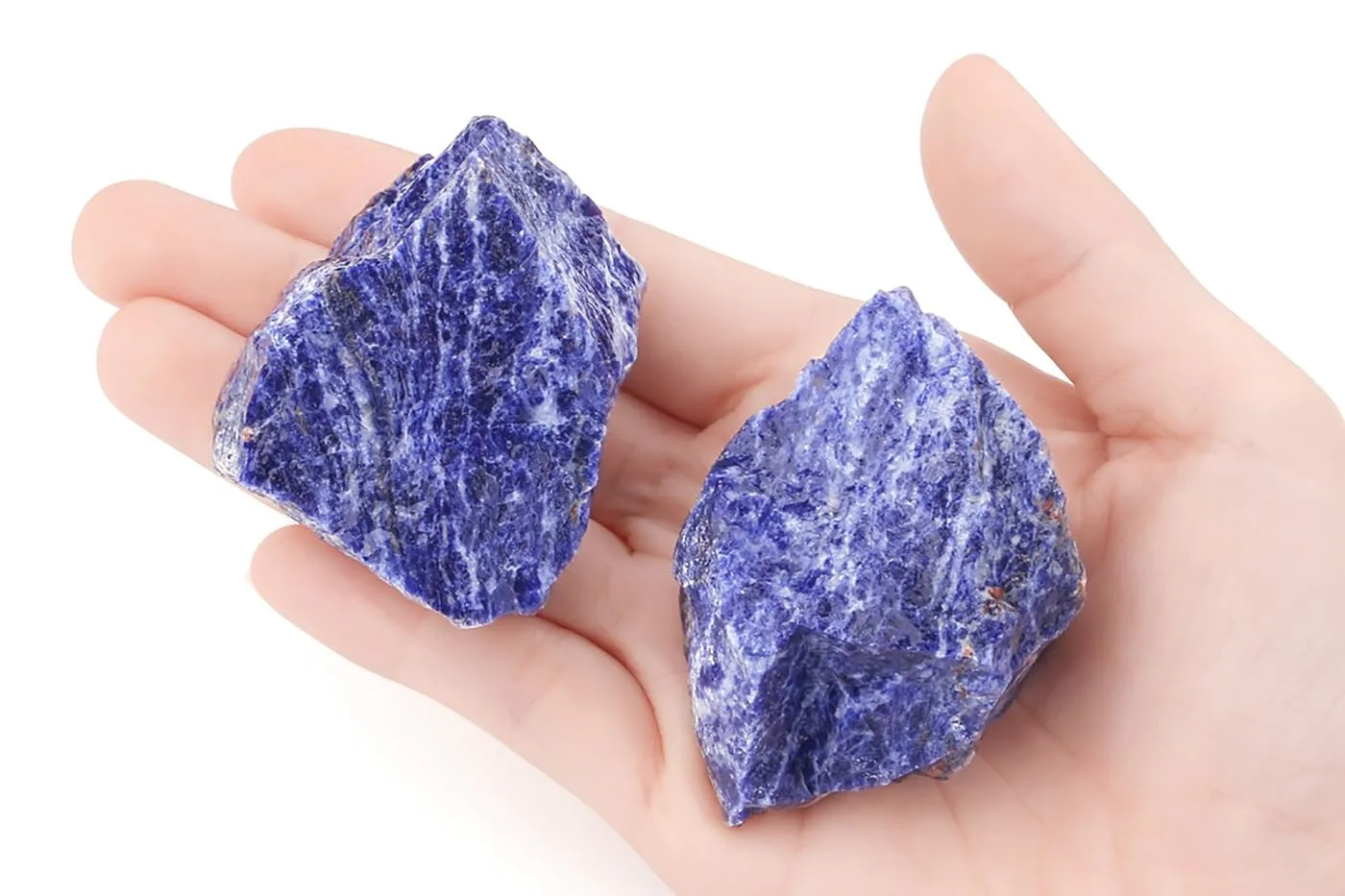 2Pcs Sodalite Crystals and Healing Stones Raw Natural 1.8-2.2" Large Rough Rocks Healing Crystal for DIY Polishing Wrapping Wire Cabbing Decoration Wicca Reiki Rock Gifts
