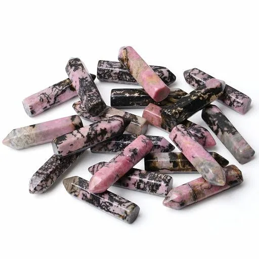 YATOJUZI 10PCS Rhodochrosite Natural Healing Crystals Stones Sets Tumbled Polished Pocket Gemstones Bulk Point Hexagonal Wands Reiki Energy Balancing Chakra Meditation Therapy Gift for Women Men