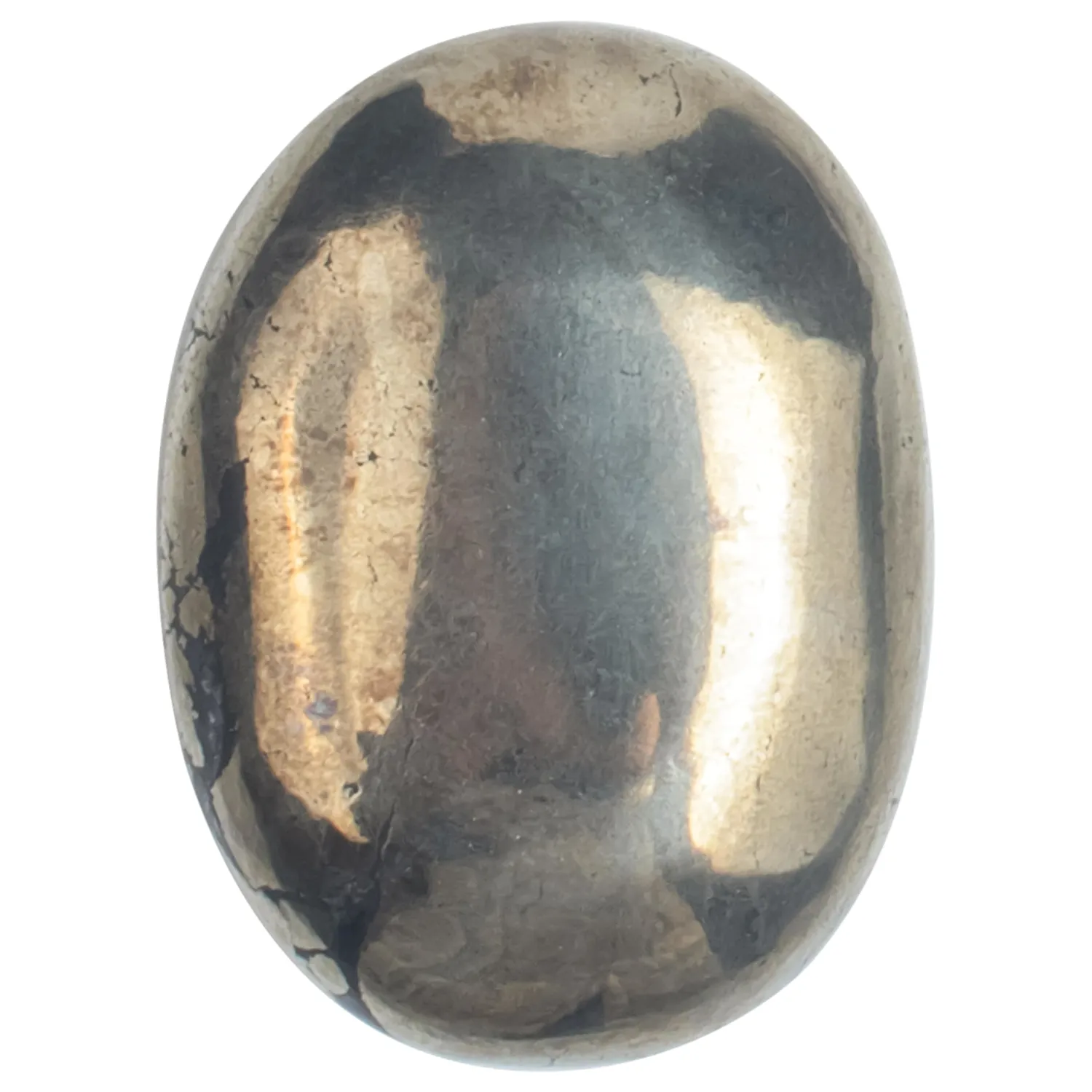 BEZAVO Golden Pyrite Oval Polished Palm Stone, Healing Crystal Reiki Worry Stone Gemstone, Crystal for Good Luck, Balanced Positive Energy, Meditation, Chakra Healing Stone 55-60mm