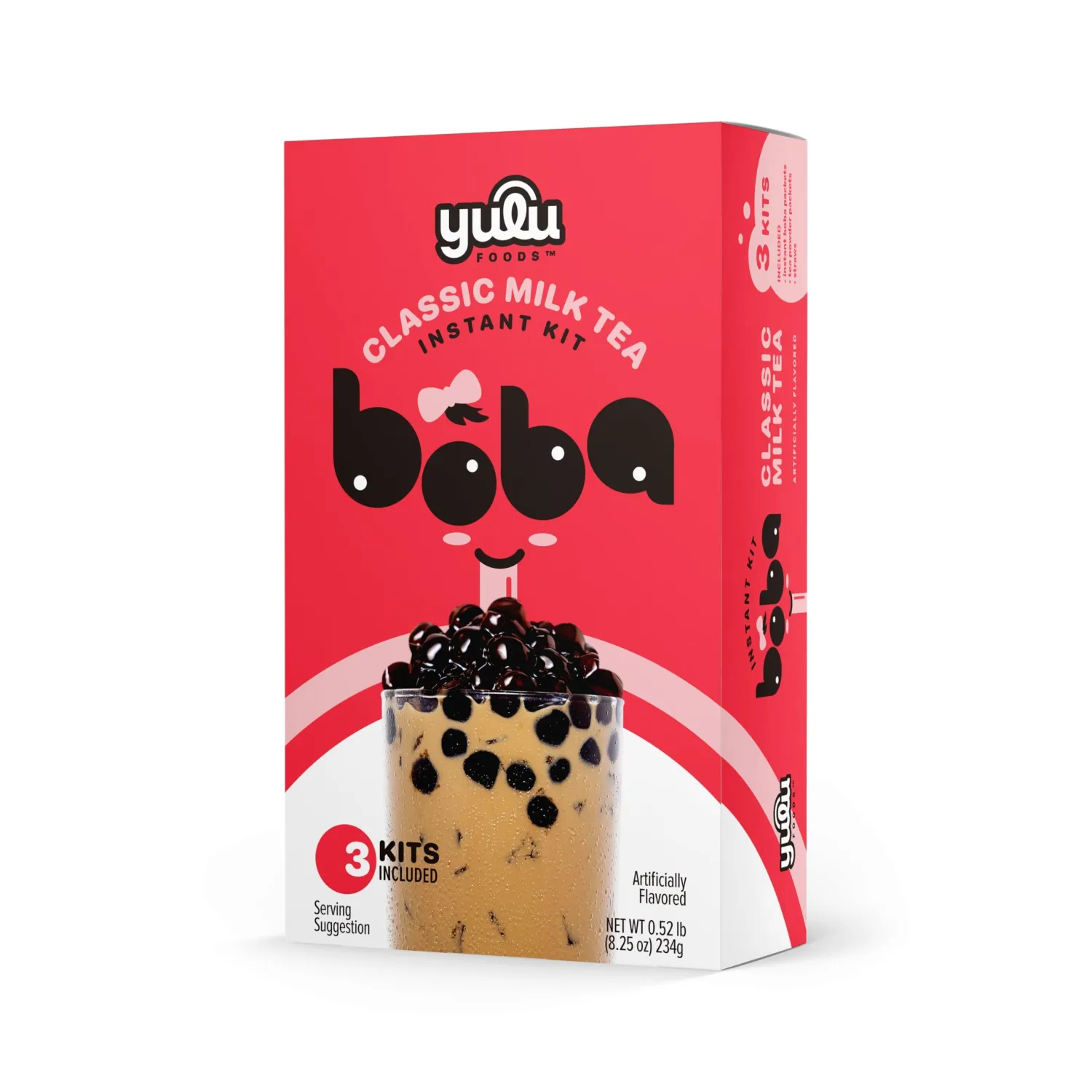 YULU FOODS Instant Bubble Pearl Classic Milk Tea Kit with Authentic Brown Sugar Tapioca Pearls, Ready in Under One Minute, Paper Straws Included – 3 Servings