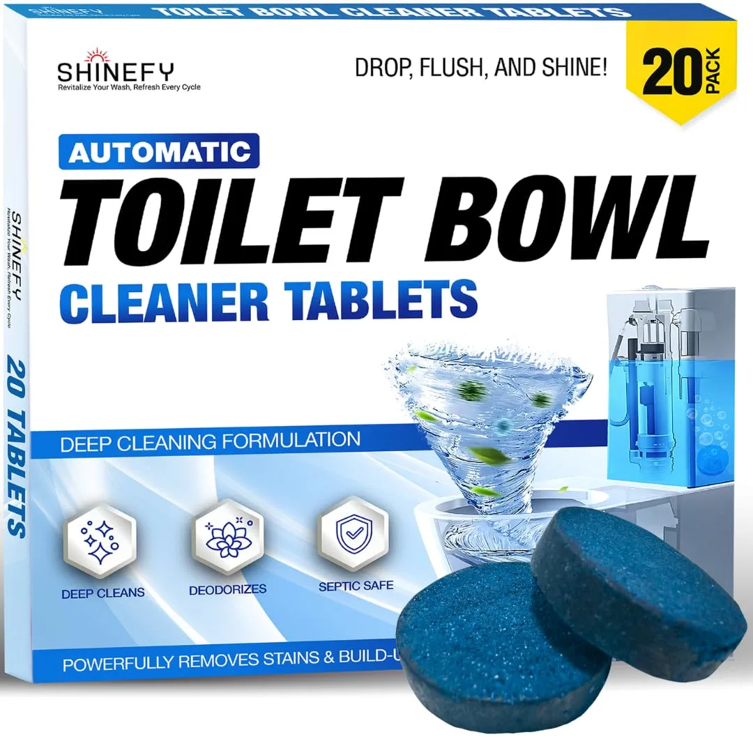 Automatic Toilet Bowl Cleaner Tablets – 20 Tabs - Blue Gel Toilet Tank Cleaners, Hard Water Ring Remover, Septic-Safe Heavy-Duty Stain & Smell Eliminator, Toilet Cleaning & Deodorizer