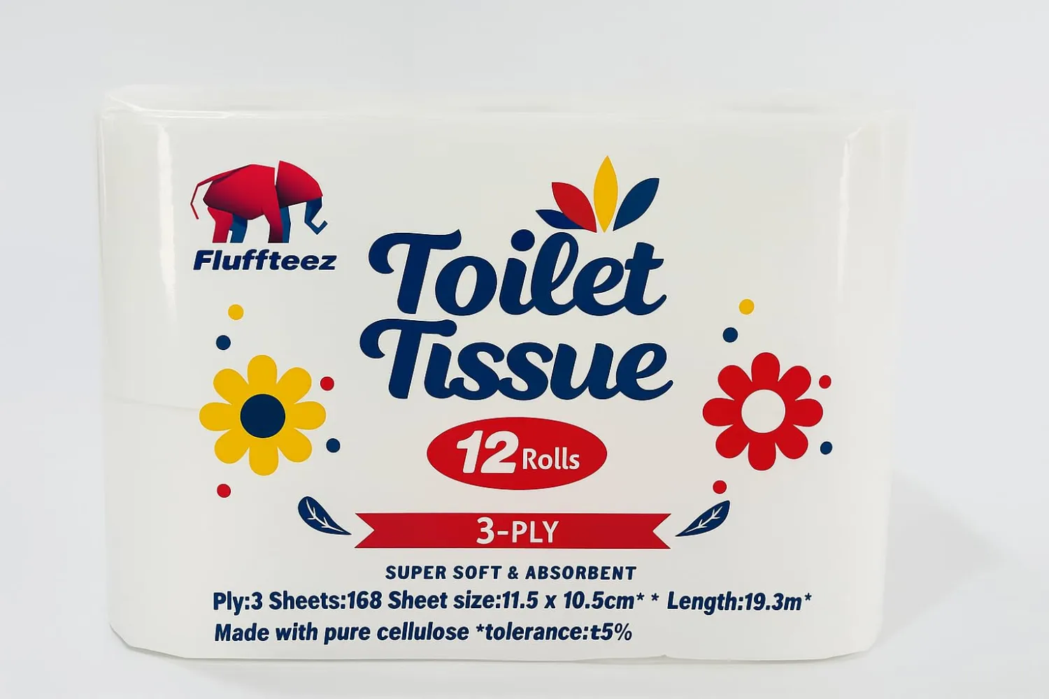 PREMIUM Quality Toilet Paper-Ultra-Soft & fluffy, 3-ply, Septic Safe, 12 rolls pack (x3 thickness), unscented, Embossed, Lint-free