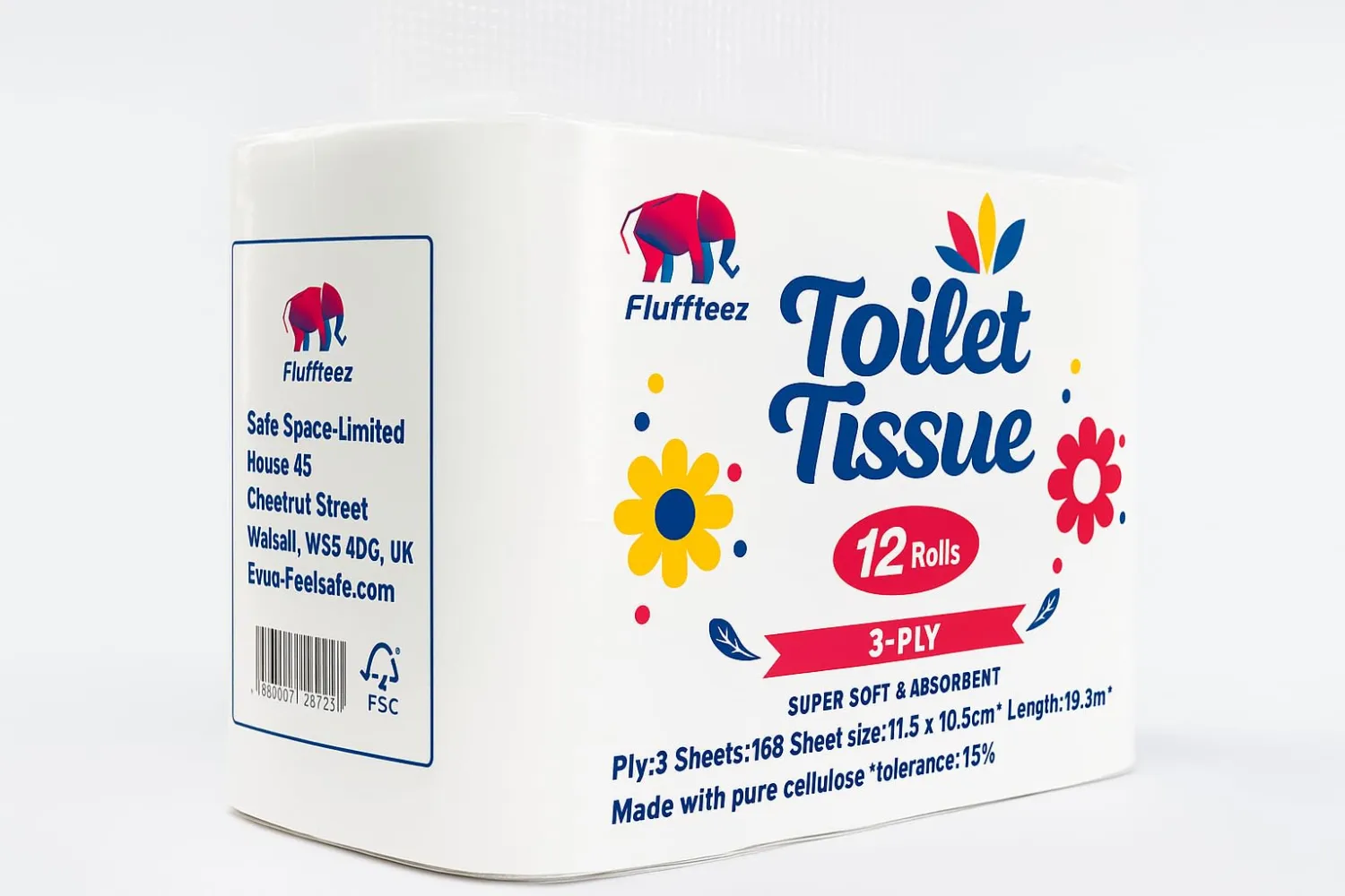 PREMIUM Quality Toilet Paper-Ultra-Soft & fluffy, 3-ply, Septic Safe, 12 rolls pack (x3 thickness), unscented, Embossed, Lint-free