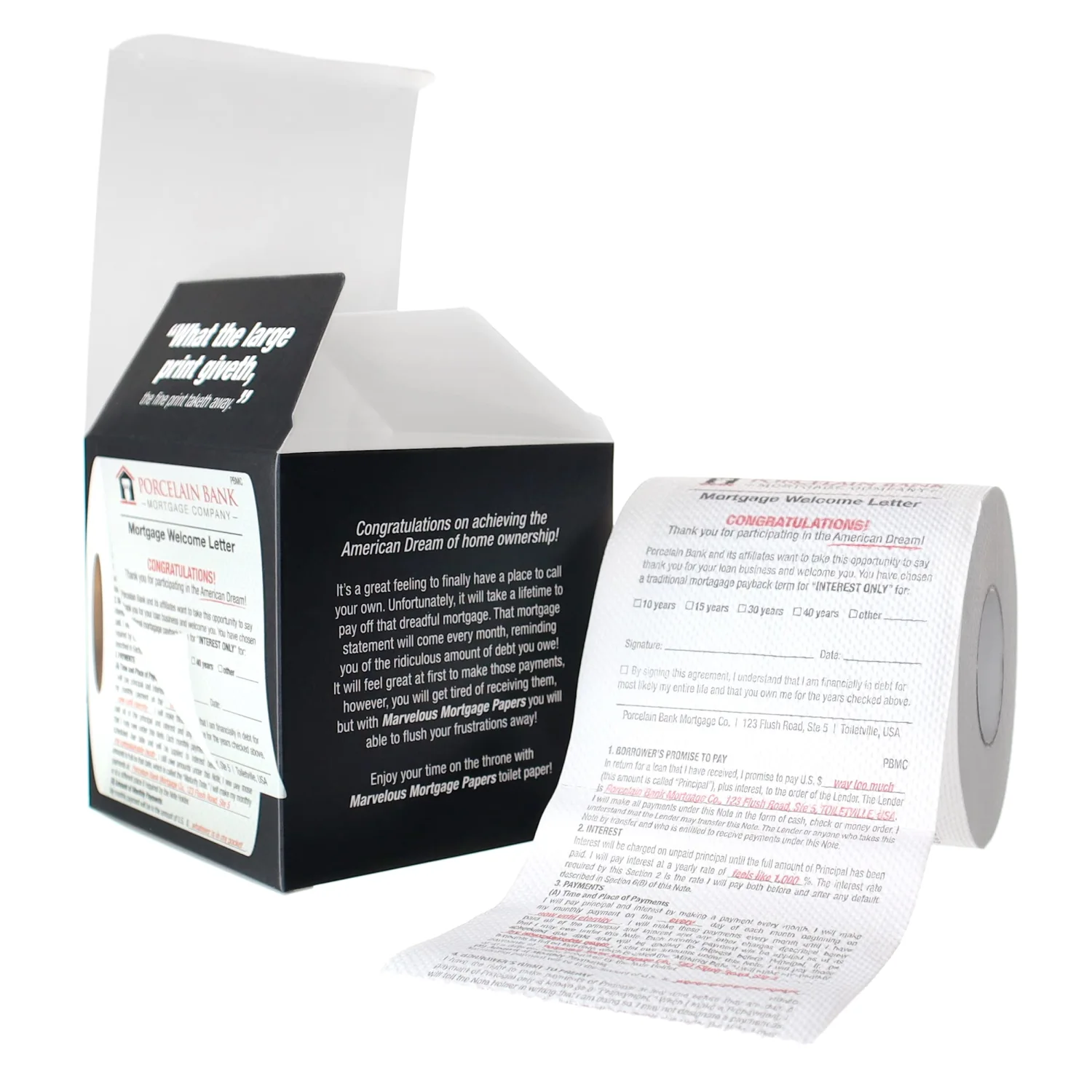 Mortgage Papers Funny Toilet Paper - Gag Gifts for New Home, Housewarming, Buying First House - Joke Novelty Toilet Roll - Prank Stuff for Adults - Laughing Smith