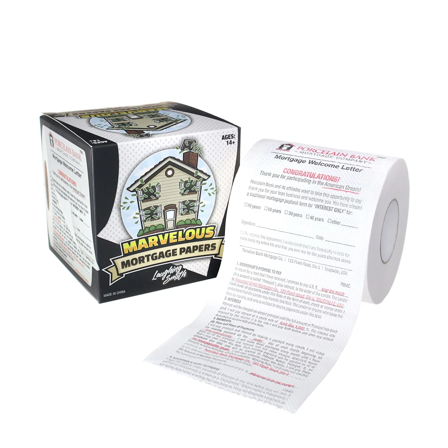 Mortgage Papers Funny Toilet Paper - Gag Gifts for New Home, Housewarming, Buying First House - Joke Novelty Toilet Roll - Prank Stuff for Adults - Laughing Smith