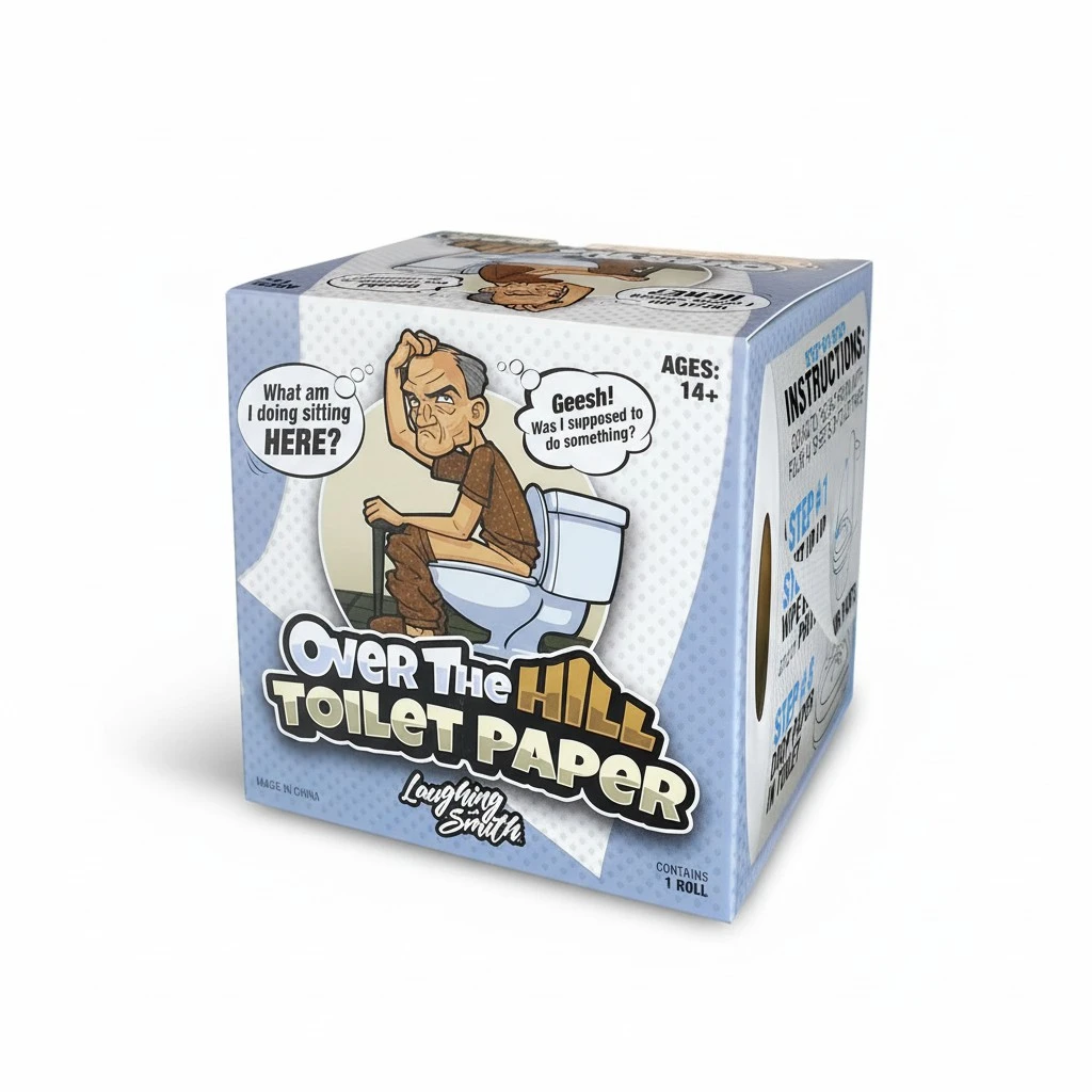 Over the Hill Toilet Paper - Funny Gag Gifts for Men & Old People - Birthday Party Supplies for 40th, 50th, 60th, 70th - Novelty Toilet Roll Joke Gifts for Him, Dad, Brother, Adults - Laughing Smith