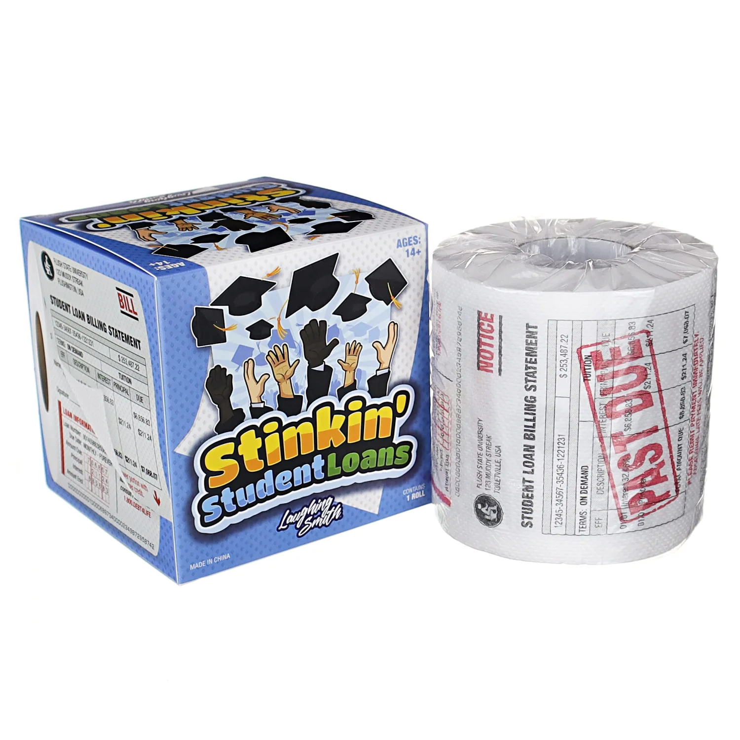 Laughing Smith Stinkin' Student Loans - Fake Toilet Paper Gag Gift - Toilet Prank for Students & Graduates - Adult Pranks - Funny Design Novelty Paper