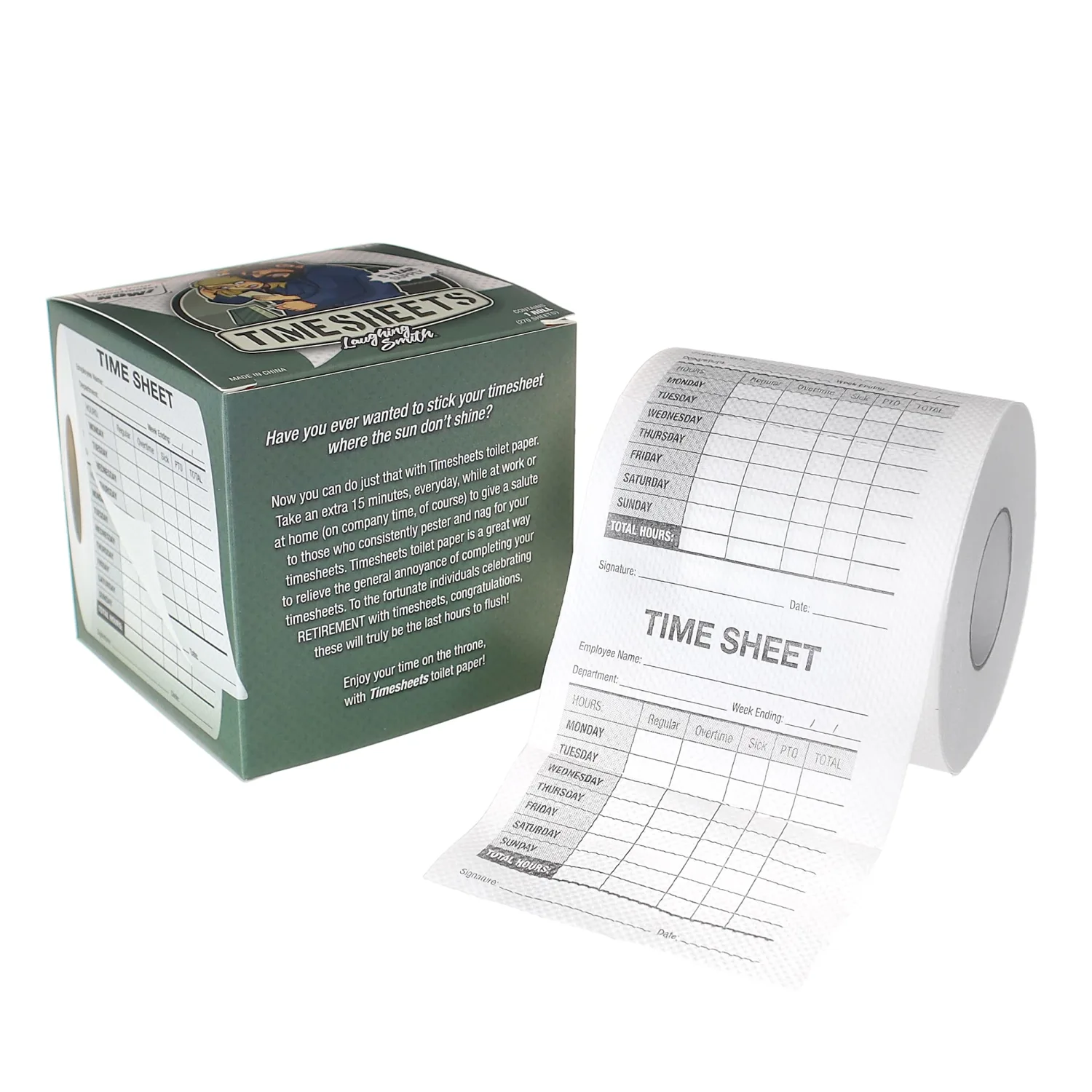 Time Sheet Funny Toilet Paper - Humorous Retirement Gifts for Men & Women - Joke Novelty Toilet Roll - Gag Gifts - Retired Fun - Office Pranks - for Boss, Adults, Dad, Colleague - Laughing Smith