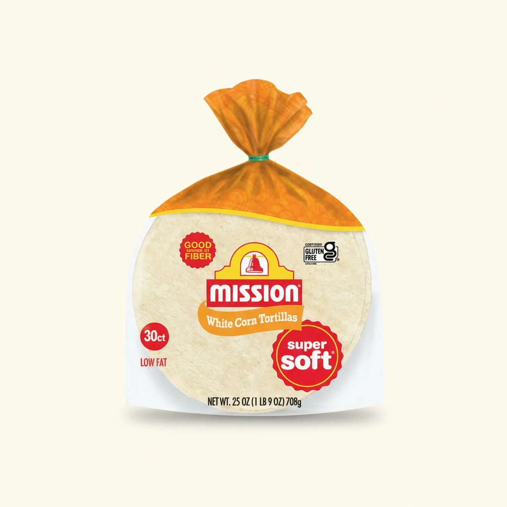 Mission White Corn Tortillas, Small Soft Taco Size, 30 Count, Gluten Free, Trans Fat Free