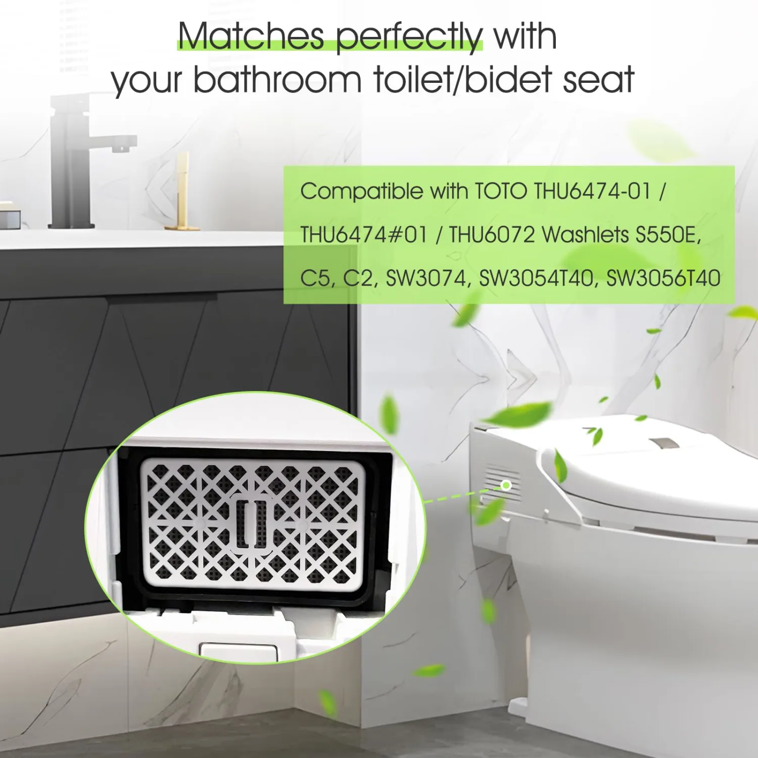 Deodorizer Filter Cartridge Catalyst for Toto Washlet THU6474-01/THU6474#01 THU6072 S550E C5 C2 SW3074 SW3054T40 SW3056T40,Bathroom Toilet Air Filter Carbon Deodorizing Cartridge Parts