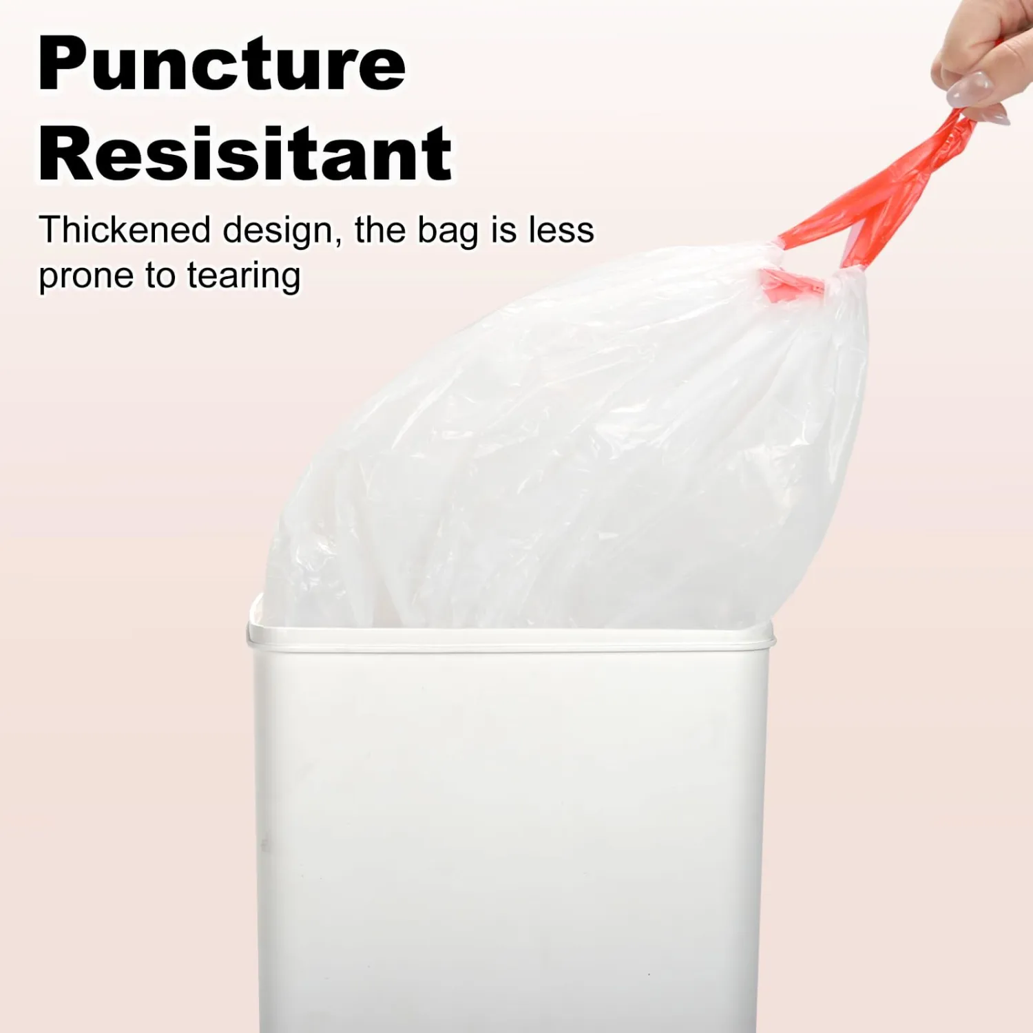 ELPHECO 1.6 Gallon Small Trash Bags 60 Count - For 1.2-2 Gallon Trash Cans, 4.5-8L Drawstring Garbage Bags, Strong Bathroom Trash Bags, Clear Tear free Garbage Bags, 60 Count / 6 Rolls